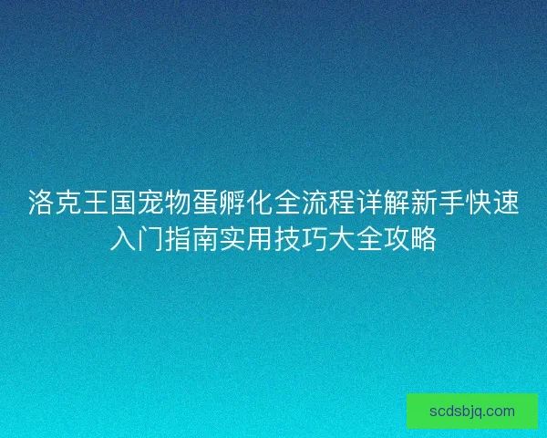 洛克王国宠物蛋孵化全流程详解新手快速入门指南实用技巧大全攻略 洛克王国宠物蛋孵化全流程详解新手快速入门指南实用技巧大全攻略